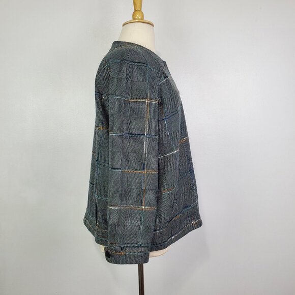 CJ Banks Gray Career or Casual Plaid Button Front Blazer Jacket NEW NWT Size 2X - Picture 7 of 16